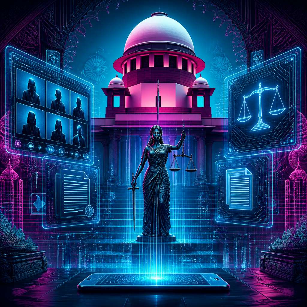 Cinematic poster for E-Court Modernization Bill